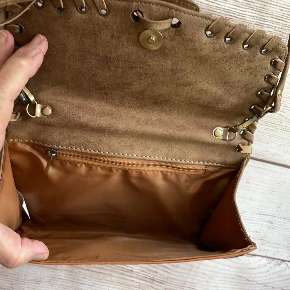 VEGAN LEATHER CROSSBODY‎ BAG WITH FRINGE